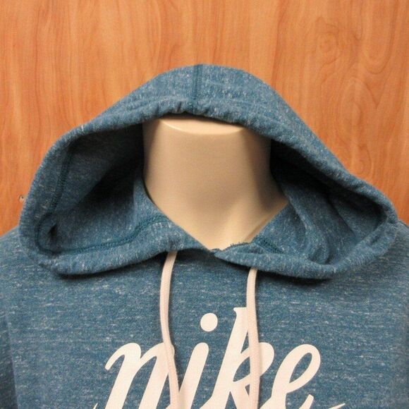 NIKE Sportswear Gym Vintage Hoodie Sz S Space Dye Blue CJ1691 Center Swoosh Logo - Picture 3 of 12